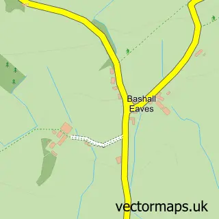 Street map sample of Bashall Eaves, Lancashire