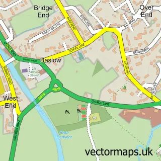 Street map sample of Baslow, Derbyshire