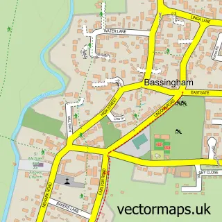 Street map sample of Bassingham, Lincolnshire