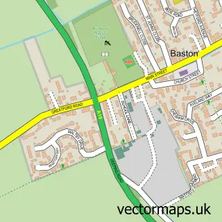 Street map sample of Baston, Lincolnshire