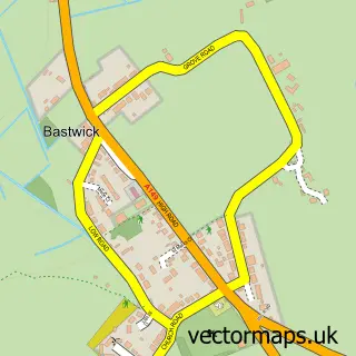Street map sample of Bastwick, Norfolk
