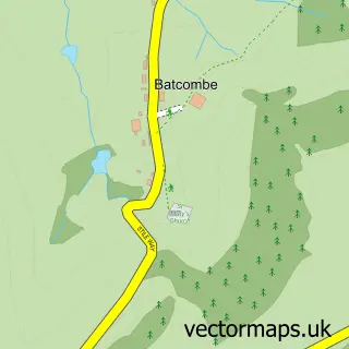 Street map sample of Batcombe, Dorset