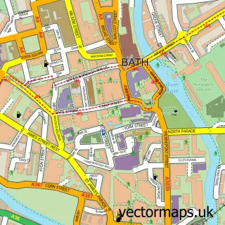 Street map sample of Bath, Somerset