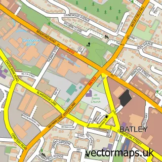 Street map sample of Batley, West Yorkshire