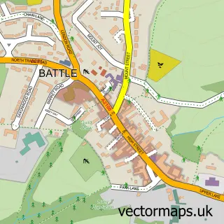 Street map sample of Battle, East Sussex