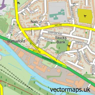 Street map sample of Battyeford, West Yorkshire