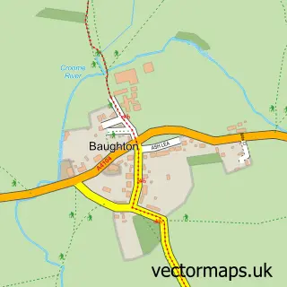 Street map sample of Baughton, Worcestershire
