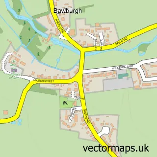 Street map sample of Bawburgh, Norfolk