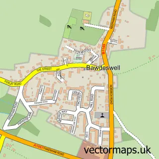 Street map sample of Bawdeswell, Norfolk