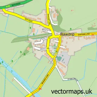 Street map sample of Bawdrip, Somerset