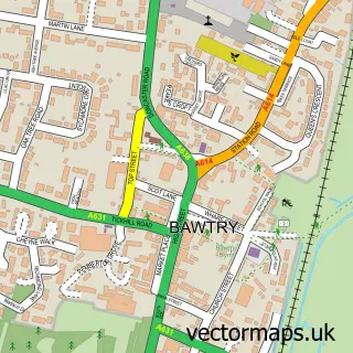 Street map sample of Bawtry, South Yorkshire
