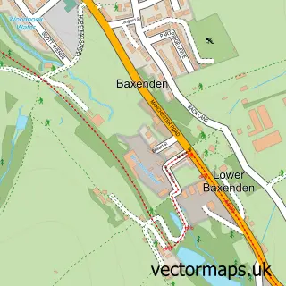 Street map sample of Baxenden, Lancashire