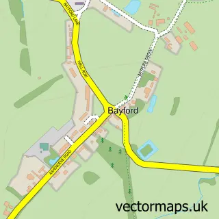 Street map sample of Bayford, Hertfordshire