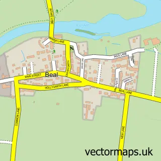 Street map sample of Beal, North Yorkshire
