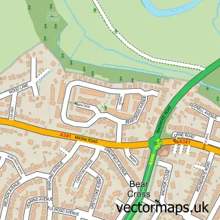 Street map sample of Bear Cross, Dorset