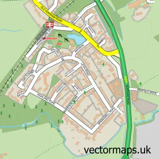 Street map sample of Beare Green, Surrey