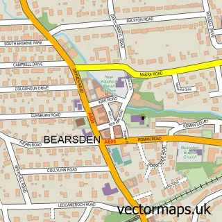 Street map sample of Bearsden, Dunbartonshire
