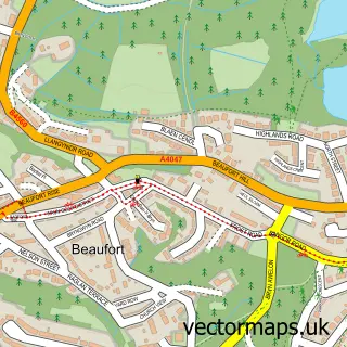 Street map sample of Beaufort, Gwent