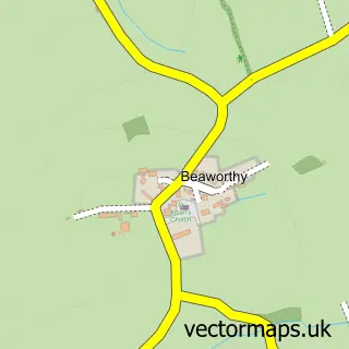 Street map sample of Beaworthy, Devon