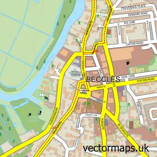 Street map sample of Beccles, Suffolk