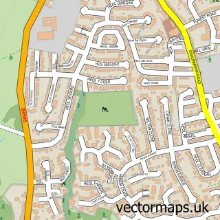 Street map sample of Beddau, Mid Glamorgan