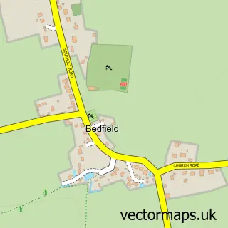 Street map sample of Bedfield, Suffolk