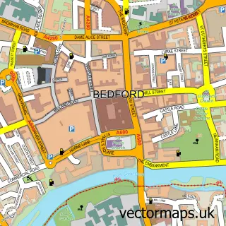 Street map sample of Bedford, Bedfordshire