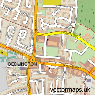 Street map sample of Bedlington, Northumberland