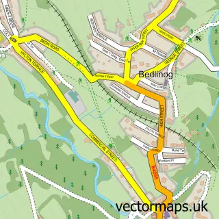 Street map sample of Bedlinog, Mid Glamorgan