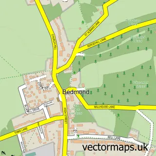 Street map sample of Bedmond, Hertfordshire