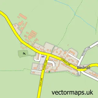 Street map sample of Bednall, Staffordshire
