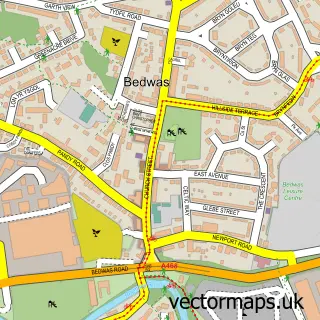 Street map sample of Bedwas, Gwent