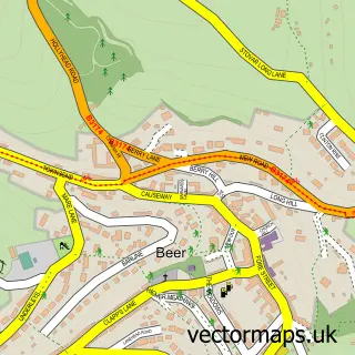 Street map sample of Beer, Devon