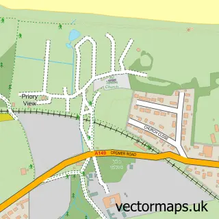 Street map sample of Beeston Regis, Norfolk