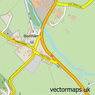 Street map sample of Beetham, Cumbria
