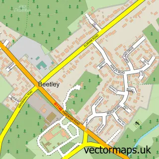 Street map sample of Beetley, Norfolk