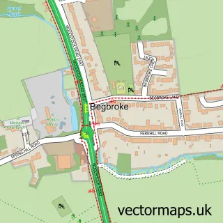 Street map sample of Begbroke, Oxfordshire