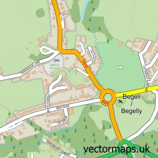 Street map sample of Begelly, Dyfed