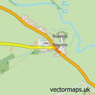 Street map sample of Beguildy, Powys