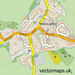 Street map sample of Belbroughton, Worcestershire