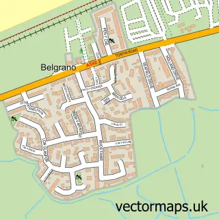 Street map sample of Belgrano, Clwyd