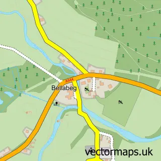 Street map sample of Bellabeg, Aberdeenshire