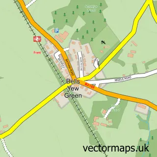 Street map sample of Bells Yew Green, East Sussex