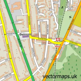 Street map sample of Belmont, Greater London