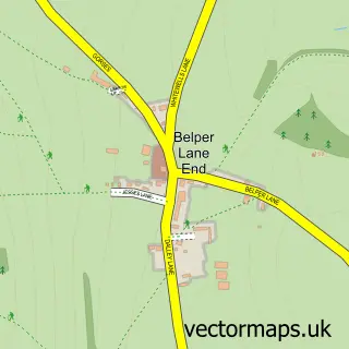 Street map sample of Belper Lane End, Derbyshire