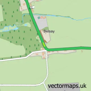 Street map sample of Belsay, Northumberland