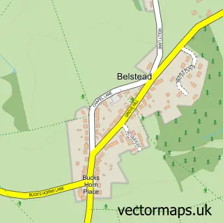 Street map sample of Belstead, Suffolk