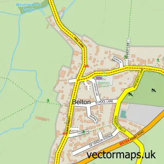 Street map sample of Belton, Leicestershire