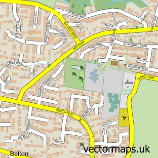 Street map sample of Belton, Norfolk