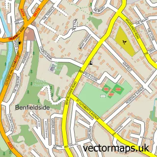 Street map sample of Benfieldside, Durham